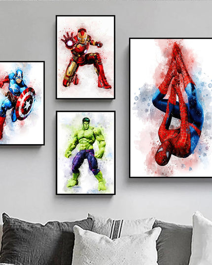 Heroic Splash: Avengers Marvel Movie Characters Canvas Print 