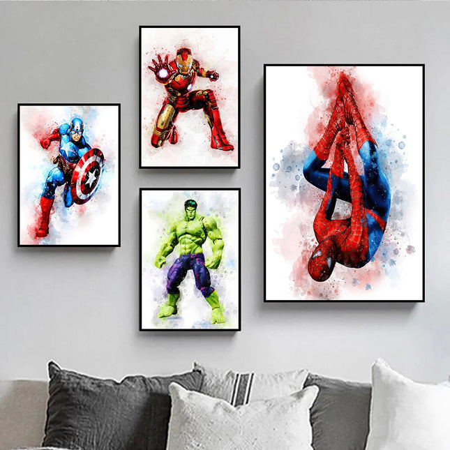 Heroic Splash: Avengers Marvel Movie Characters Canvas Print 