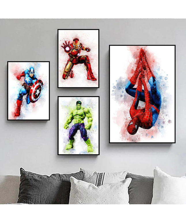Heroic Splash: Avengers Marvel Movie Characters Canvas Print 