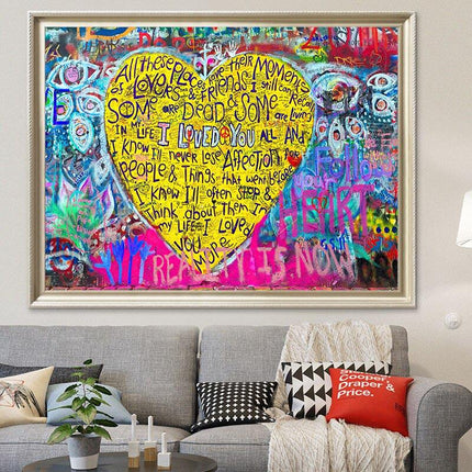 I Love You Dear Graffiti Print: Playful and Romantic Wall Art