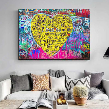 I Love You Dear Graffiti Print: Playful and Romantic Wall Art