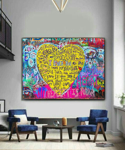 I Love You Dear Graffiti Print: Playful and Romantic Wall Art