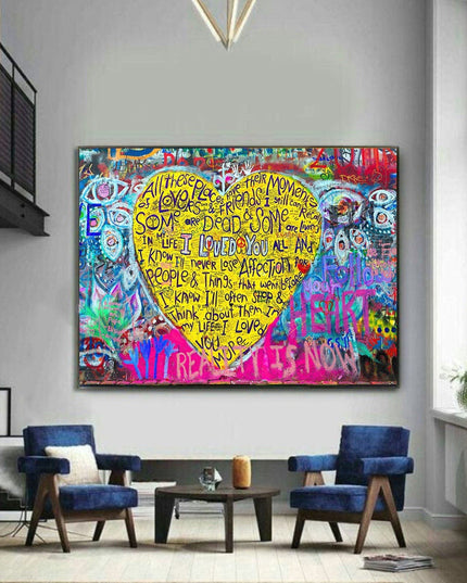 I Love You Dear Graffiti Print: Playful and Romantic Wall Art
