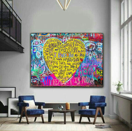 I Love You Dear Graffiti Print: Playful and Romantic Wall Art