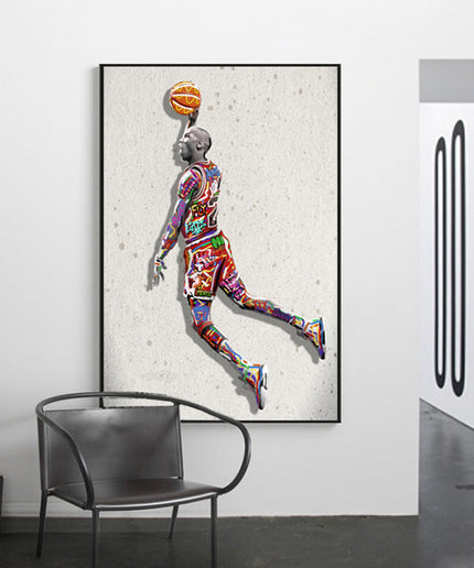 Iconic Dunk Move: Air Jordan Graffiti Canvas Print Wall Poster