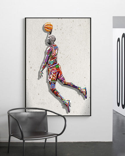 Iconic Dunk Move: Air Jordan Graffiti Canvas Print Wall Poster