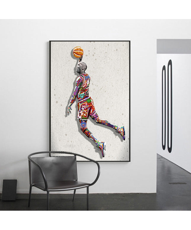 Iconic Dunk Move: Air Jordan Graffiti Canvas Print Wall Poster