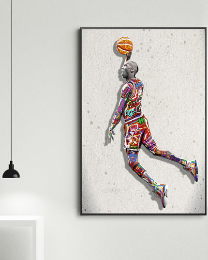 Iconic Dunk Move: Air Jordan Graffiti Canvas Print Wall Poster