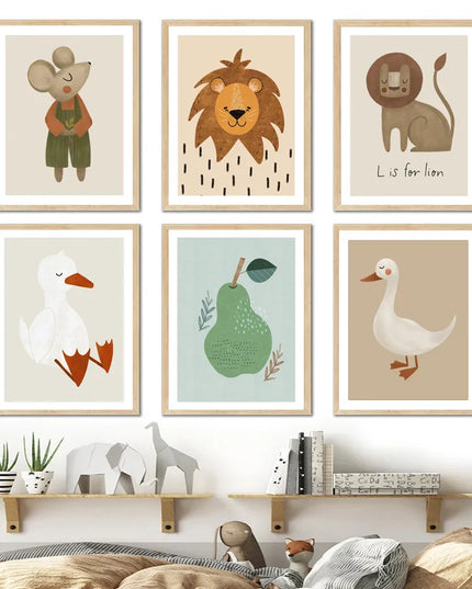 Journey of Wonder: Cute Animals Exploring the World Nursery Wall Poster 