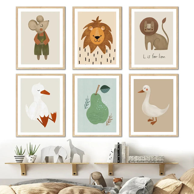 Journey of Wonder: Cute Animals Exploring the World Nursery Wall Poster 
