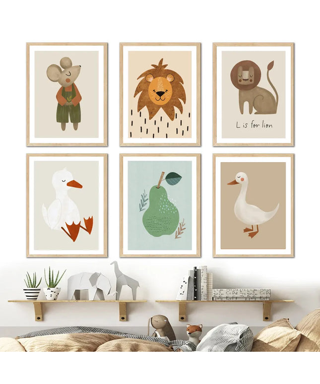 Journey of Wonder: Cute Animals Exploring the World Nursery Wall Poster 