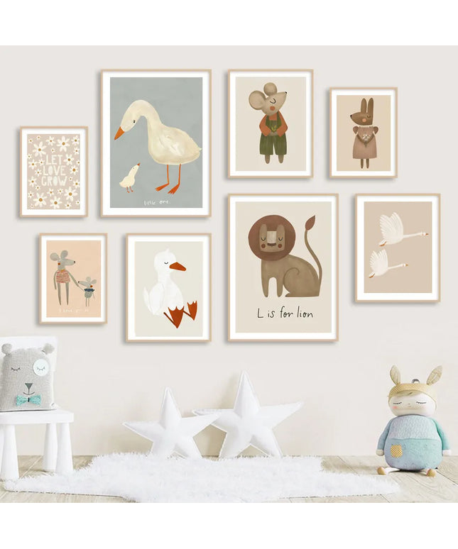 Journey of Wonder: Cute Animals Exploring the World Nursery Wall Poster 