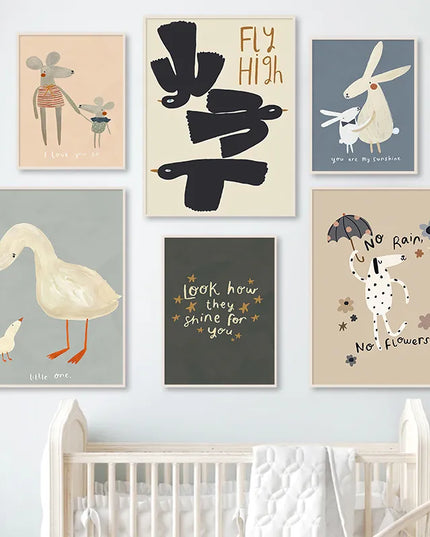 Journey of Wonder: Cute Animals Exploring the World Nursery Wall Poster 