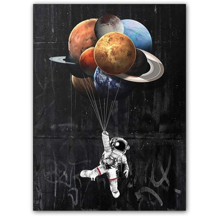 Journey to the Stars: Astronaut Balloon Canvas Print Wall Poster