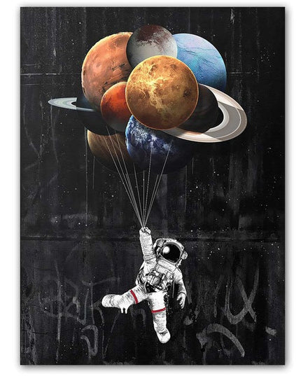 Journey to the Stars: Astronaut Balloon Canvas Print Wall Poster