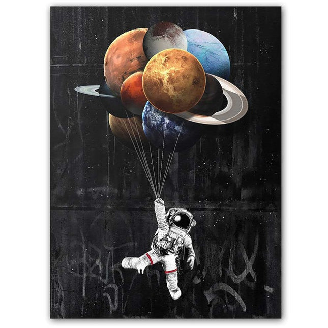 Journey to the Stars: Astronaut Balloon Canvas Print Wall Poster
