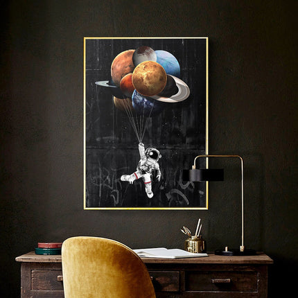 Journey to the Stars: Astronaut Balloon Canvas Print Wall Poster
