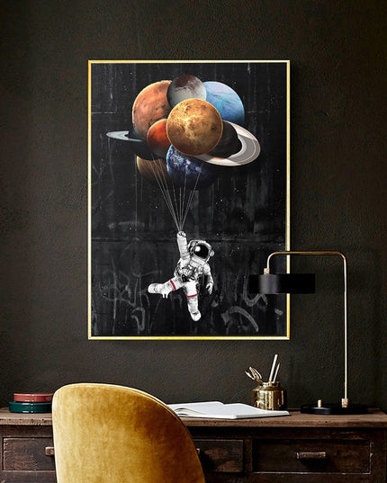 Journey to the Stars: Astronaut Balloon Canvas Print Wall Poster