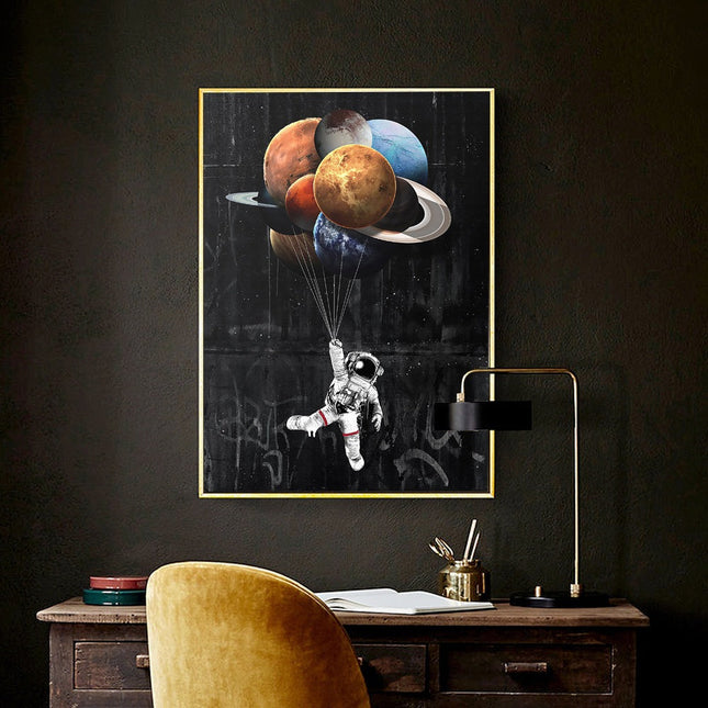 Journey to the Stars: Astronaut Balloon Canvas Print Wall Poster