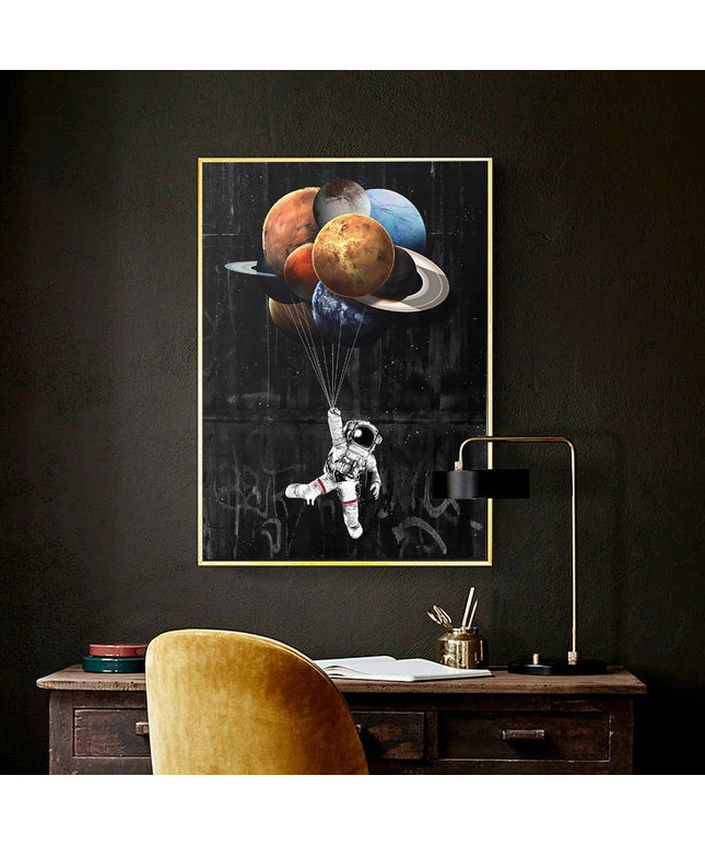 Journey to the Stars: Astronaut Balloon Canvas Print Wall Poster