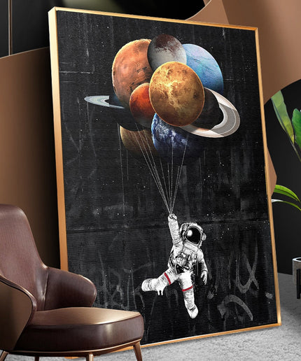 Journey to the Stars: Astronaut Balloon Canvas Print Wall Poster