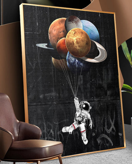 Journey to the Stars: Astronaut Balloon Canvas Print Wall Poster