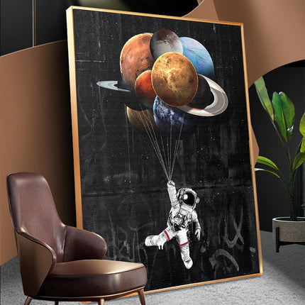 Journey to the Stars: Astronaut Balloon Canvas Print Wall Poster