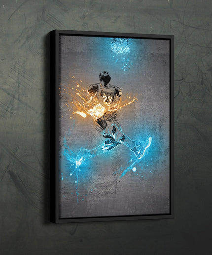 LeBron James Neon Splash Los Angeles Art Wall Poster - Canvas Print, Lakers Champion