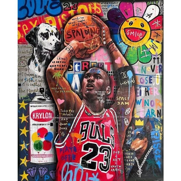 Legendary Michael Jordan Graffiti Wall Art: Classic & Stylish Decor