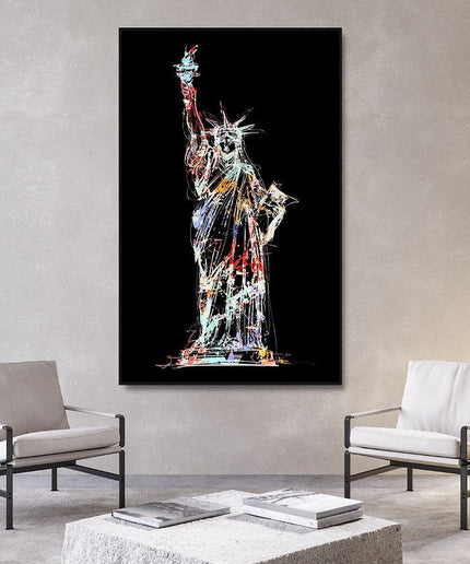 Liberty's Abstract Glow: Statue of Liberty Canvas Print Wall Poster