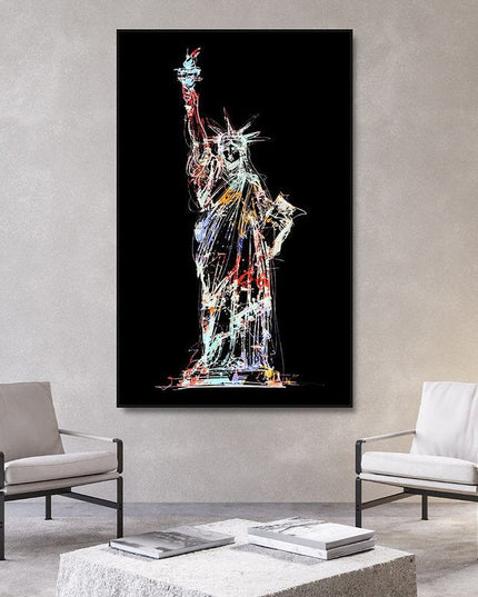 Liberty's Abstract Glow: Statue of Liberty Canvas Print Wall Poster