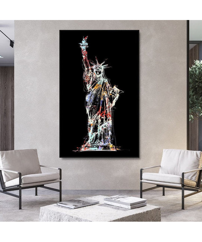 Liberty's Abstract Glow: Statue of Liberty Canvas Print Wall Poster