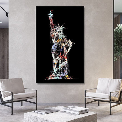 Liberty's Abstract Glow: Statue of Liberty Canvas Print Wall Poster