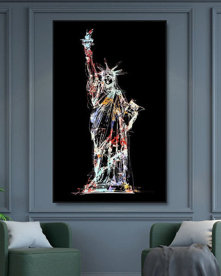Liberty's Abstract Glow: Statue of Liberty Canvas Print Wall Poster