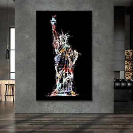 Liberty's Abstract Glow: Statue of Liberty Canvas Print Wall Poster
