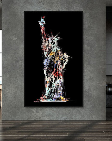 Liberty's Abstract Glow: Statue of Liberty Canvas Print Wall Poster