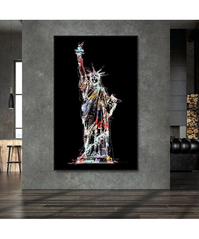 Liberty's Abstract Glow: Statue of Liberty Canvas Print Wall Poster