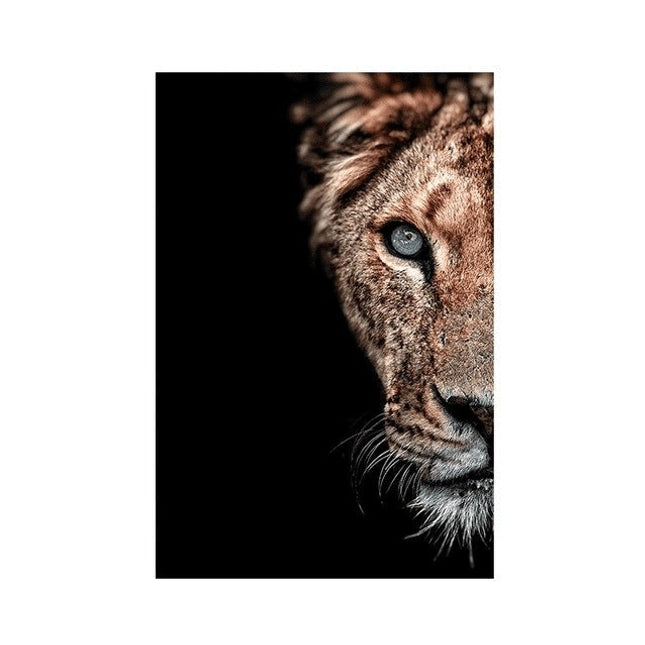 Lion & Lioness Couple Art Wall Poster - Printing On Canvas