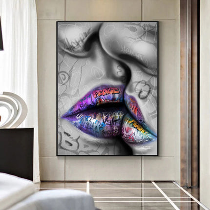 Love Kiss Graffiti Art Wall Poster