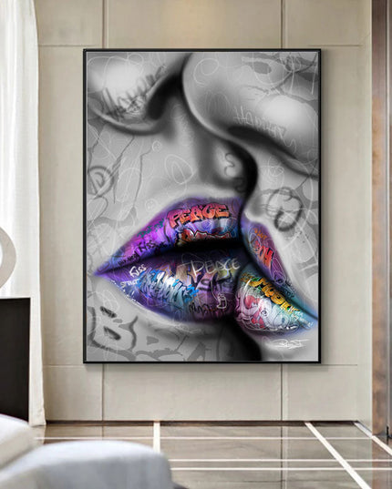 Love Kiss Graffiti Art Wall Poster
