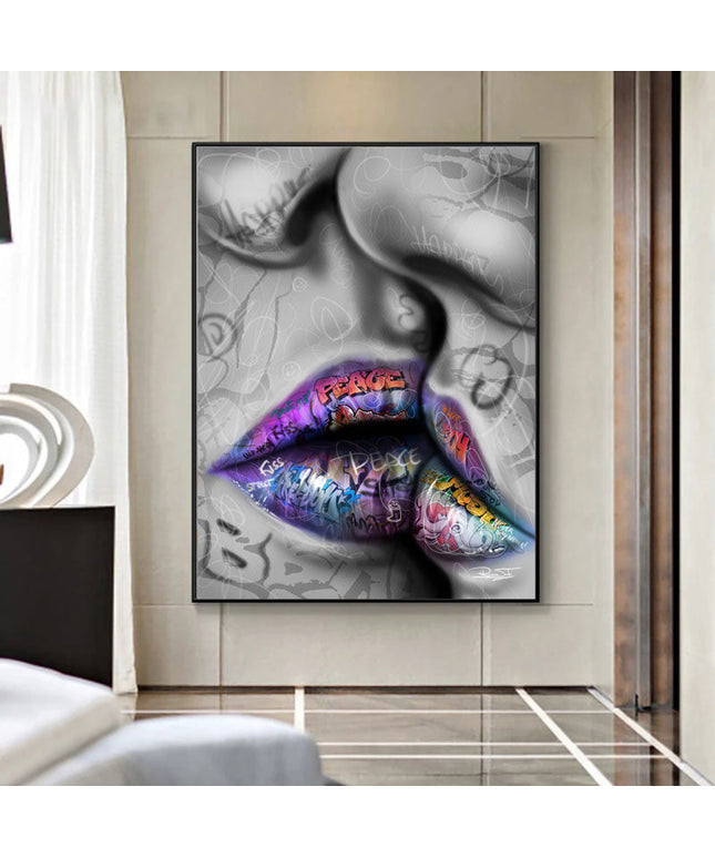 Love Kiss Graffiti Art Wall Poster