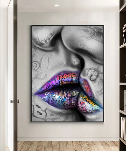 Love Kiss Graffiti Art Wall Poster
