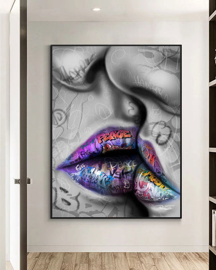 Love Kiss Graffiti Art Wall Poster