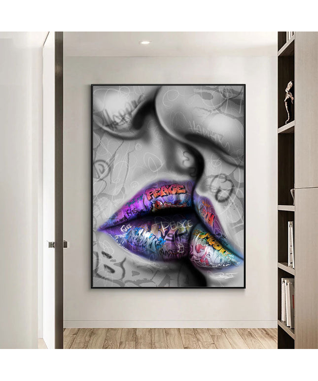 Love Kiss Graffiti Art Wall Poster