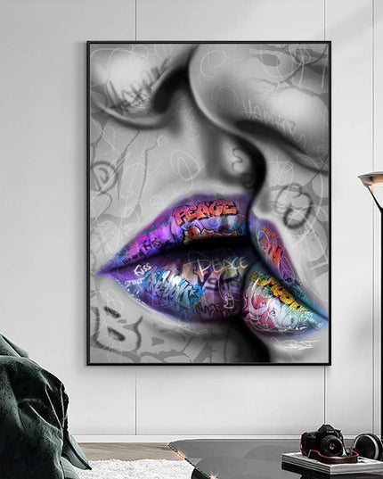 Love Kiss Graffiti Art Wall Poster