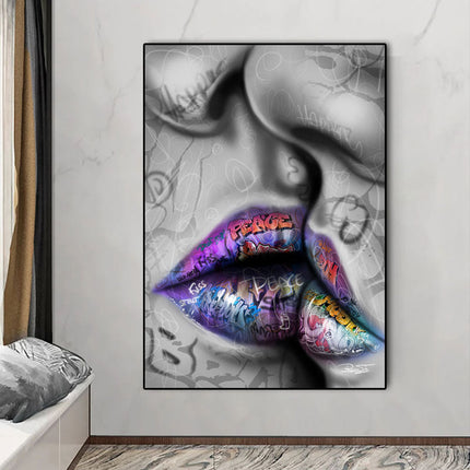 Love Kiss Graffiti Art Wall Poster