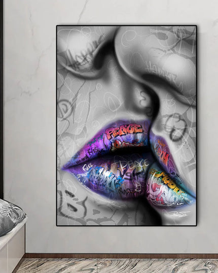 Love Kiss Graffiti Art Wall Poster