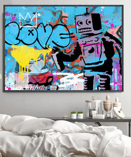 Love Robot: Graffiti Art by Stephen Chambers Canvas Print Wall Poster