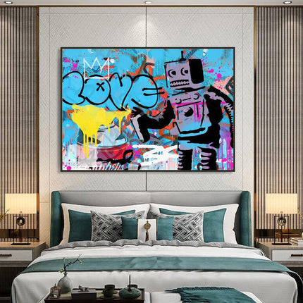Love Robot: Graffiti Art by Stephen Chambers Canvas Print Wall Poster