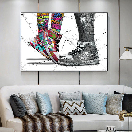 Love & Sneaker Fusion: Nike Jordan 1 OG Graffiti Splash Print Wall Poster